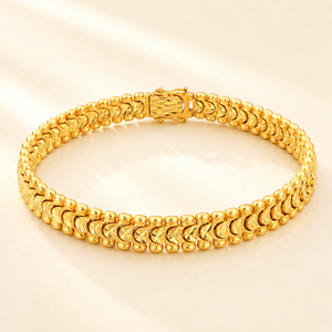 22KT Gold Textured Classic Bracelet