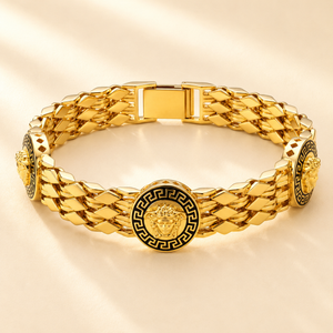 22KT Gold Medusa Style Link Bracelet