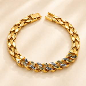 22K Gold Patterned Link Bracelet for Men | Premium Gold Jewellery