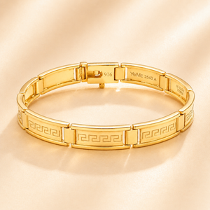 22K Gold Greek Key Design Kada for Men | Classic Gold Bracelet