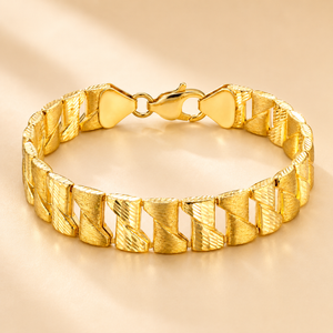 22K Gold Textured Link Bracelet for Men | Classic Gold Jewellery