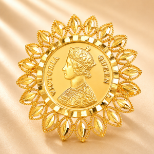 22KT Traditional Gold Coin Ring | Antique Floral Design