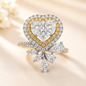 Heart Shape Diamond Gold Ring for Women