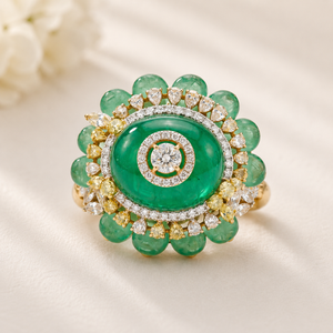 Emerald Diamond Cocktail Ring