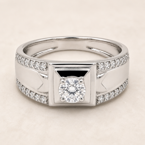 Men’s Solitaire Diamond Ring Gold Classic Design
