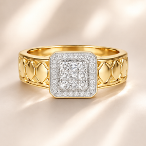Men’s Diamond Cluster Statement Ring in Gold