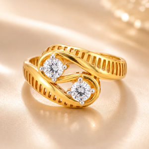 22KT Gold Designer Cutwork CZ Ring