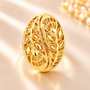22KT Traditional Gold Ring | Oval Leaf Pattern