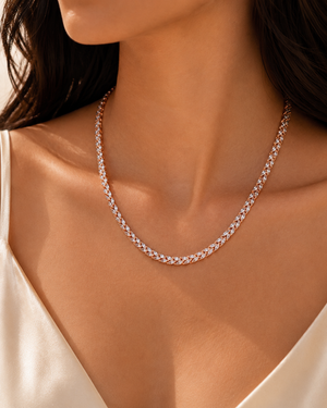 Elegant Diamond Tennis Necklace in 18K Rose Gold
