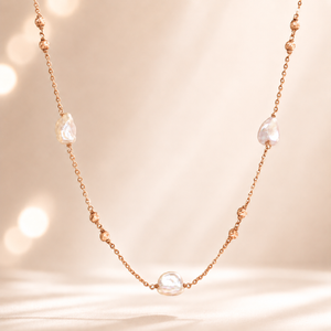 18KT Minimal Pearl Chain | Rose Gold Bead Detailing