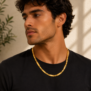 22K Gold Prism Texture Link Necklace