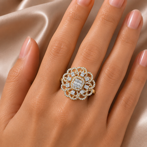 Elegant Diamond Party Wear Ring in Gold