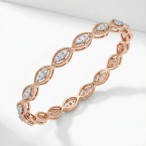 18KT Rose Gold Marquis Halo Diamond Bangle
