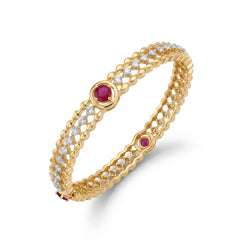 18KT Gold Ruby Weave Diamond Bangle