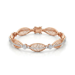 18KT Rose Gold Diamond Leaf Symphony Bangle