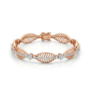 18KT Rose Gold Diamond Leaf Symphony Bangle