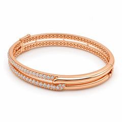18KT Rose Gold Dual-Row Pavé Diamond Bypass Bangle Bracelet