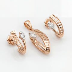 18K Rose Gold Openwork Diamond Pendant Set