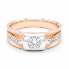 18KT Rose Gold Solitaire Accent Men's Ring