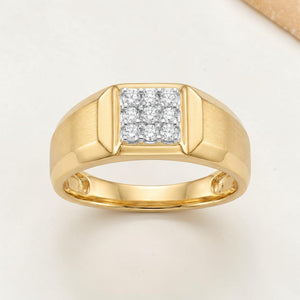 18KT Yellow Gold Regal Square Diamond Men's Ring