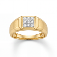 18KT Yellow Gold Regal Square Diamond Men's Ring