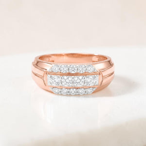18KT Rose Gold Horizon Diamond Men's Ring