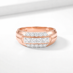 18KT Rose Gold Horizon Diamond Men's Ring