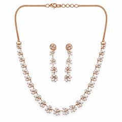 Elegant Diamond Floral Vine Necklace Set with Earrings