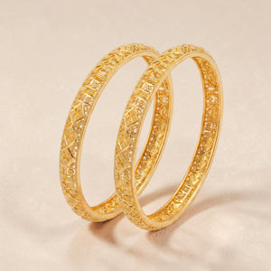 Intricate 22K Gold Pattern Bangles for Elegant Traditional Wear