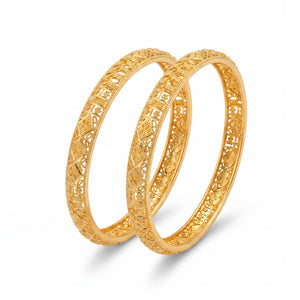 Intricate 22K Gold Pattern Bangles for Elegant Traditional Wear