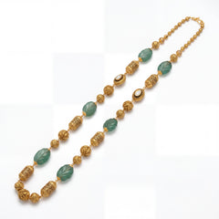 22KT Gold Green Stone Long Necklace for Women