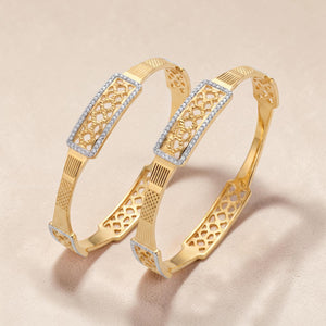 Elegant 22K Gold CZ Openwork Bangles for Women