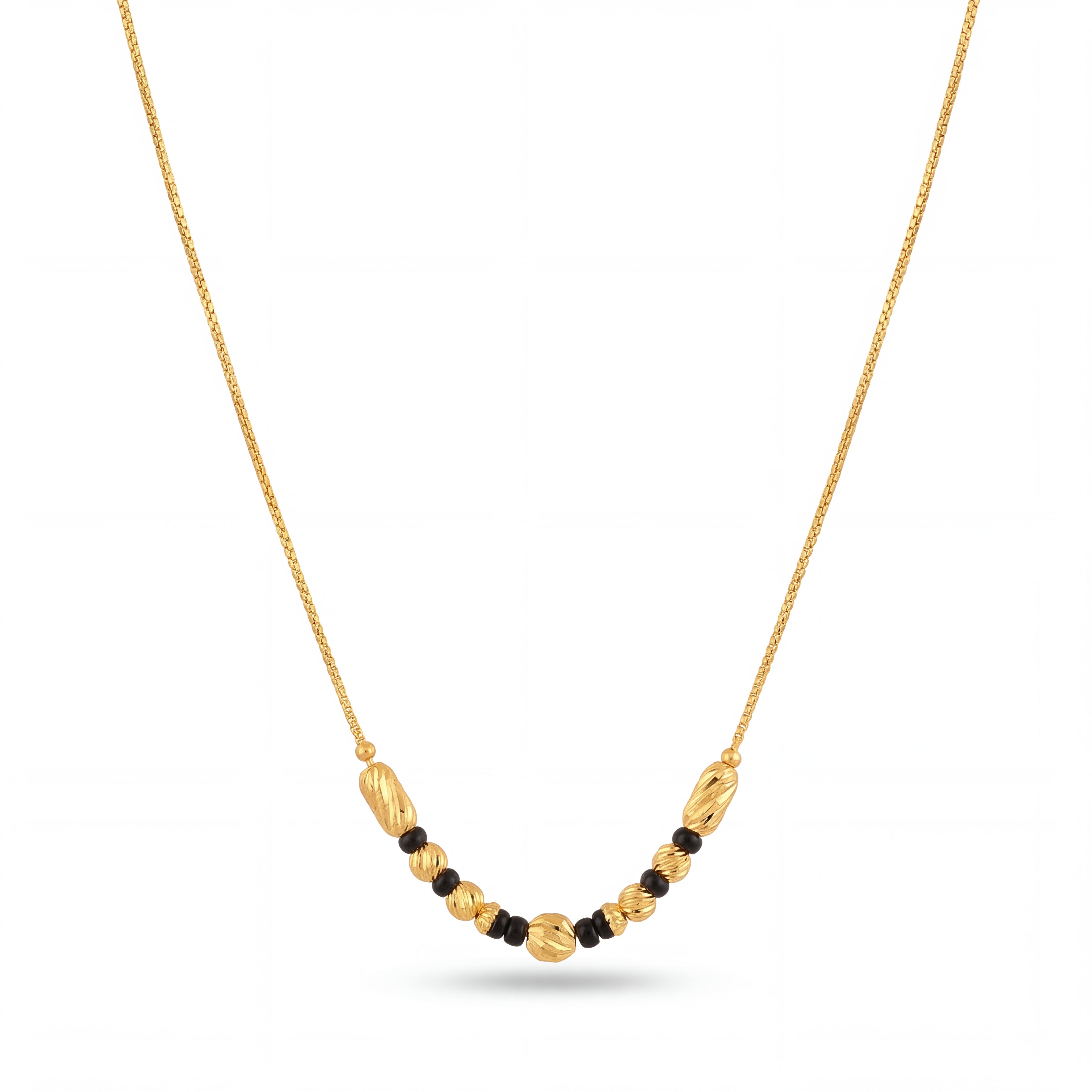 Gold Mangalsutra with Black Beads & Gold Beads