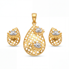 Elegant Gold Floral Lattice Pendant Set