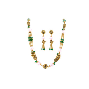 Antique Gold Multi-Color Beaded Necklace Set