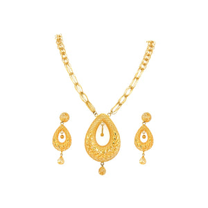 Antique Gold Filigree Teardrop Necklace Set
