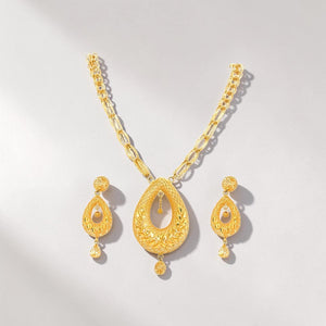 Antique Gold Filigree Teardrop Necklace Set