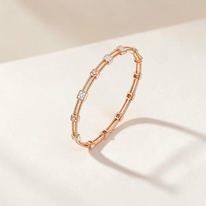 18KT Rose Gold Geometric Diamond Bangle