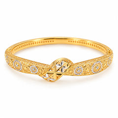22KT Gold Floral Filigree Kada with Two-Tone Accents