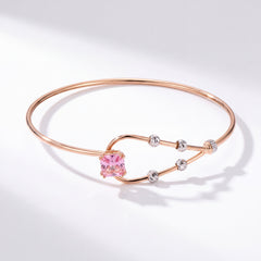 18KT Rose Gold Pink Stone Designer Kada