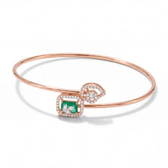 18KT Rose Gold Emerald and Diamond Designer Kada