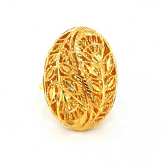 22KT Traditional Gold Ring | Oval Leaf Pattern