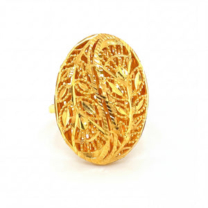 22KT Traditional Gold Ring | Oval Leaf Pattern