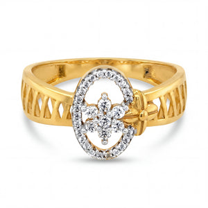 22KT Gold Oval CZ Statement Ring