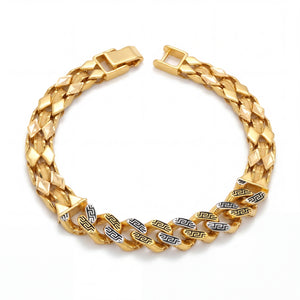 22K Gold Patterned Link Bracelet for Men | Premium Gold Jewellery