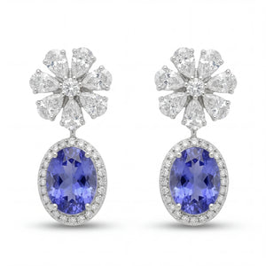 Diamond Blue Stone Drop Earrings for Women
