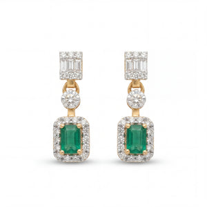 Diamond Emerald Drop Earrings for Women