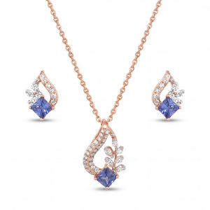 Diamond Necklace Set with Blue Stone | Elegant Fine Jewellery