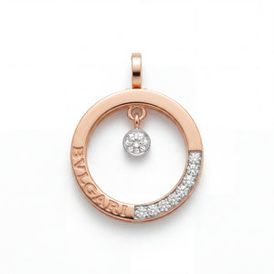 Circle Diamond Drop Pendant in Gold
