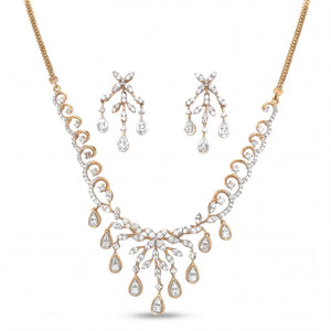 Diamond Drop Necklace Set in Gold
